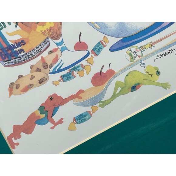 Adorable Hand Painted Watercolor Frogs Framed & Matted by Sherry Tolman Print - Picture 7 of 11